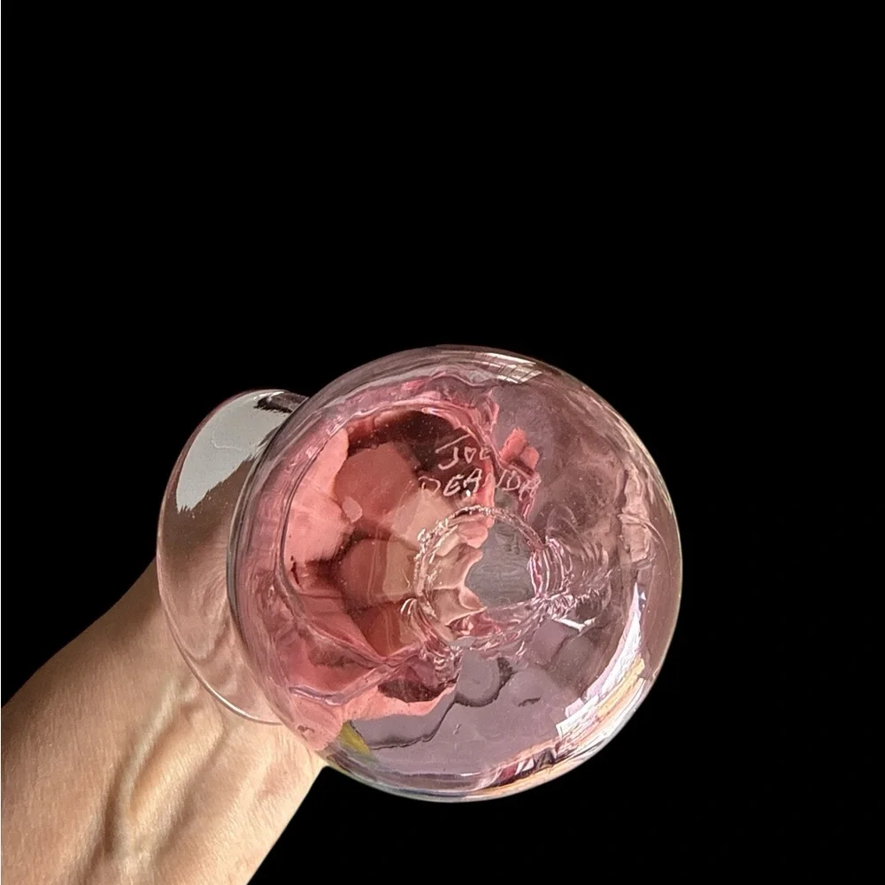 Vintage Joe DeAnda Pink Art Glass Vase 6
